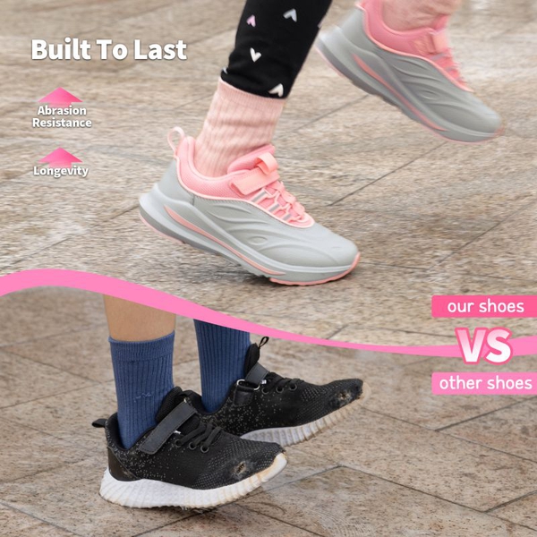 [DuraPlay Flex] Kids Protective High-Density Upper Running Shoes with Reflective Tape - LIGHT GREY PINK - 1